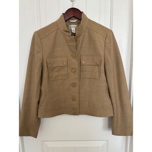 Talbots Structured‎ Military Style Jacket Button Down with Stand Collar Size 8